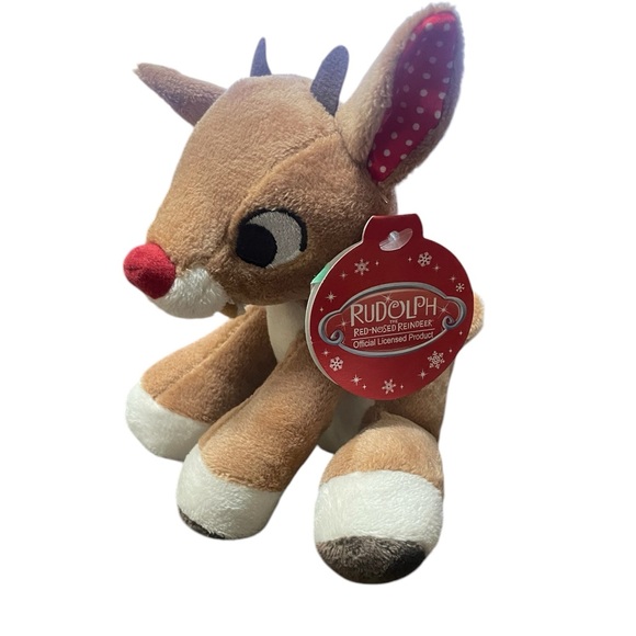 Rudolph the Red Nosed Reindeer Plush Stuffed Animal Bell Rattle Toy 5" - Picture 2 of 4